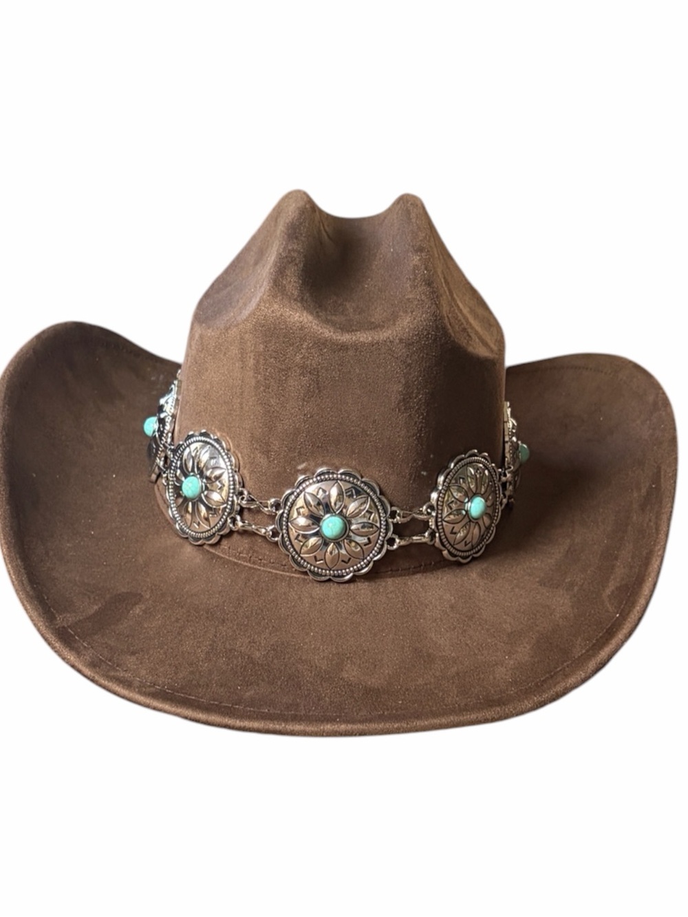 Western hat Cowboy Cowgirl Circle Concho turquoise chocolate brown NWT